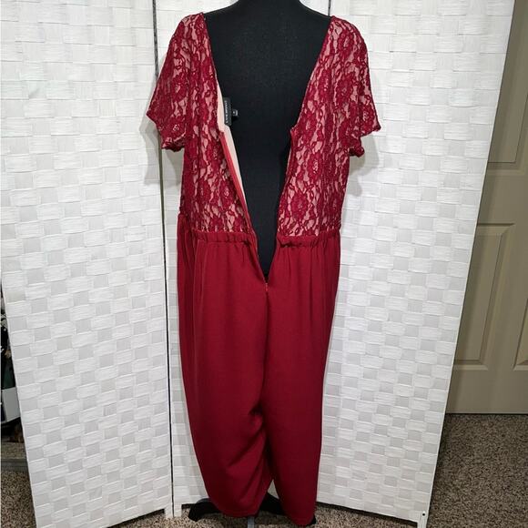 Lane Bryant Formal Ankle Wide Leg Jumpsuit Size 20 Lace Detail Pockets Zip Up - Picture 4 of 13
